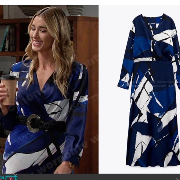 NWT Zara Abstract Print Dress Sz. L - Picture 2 of 6